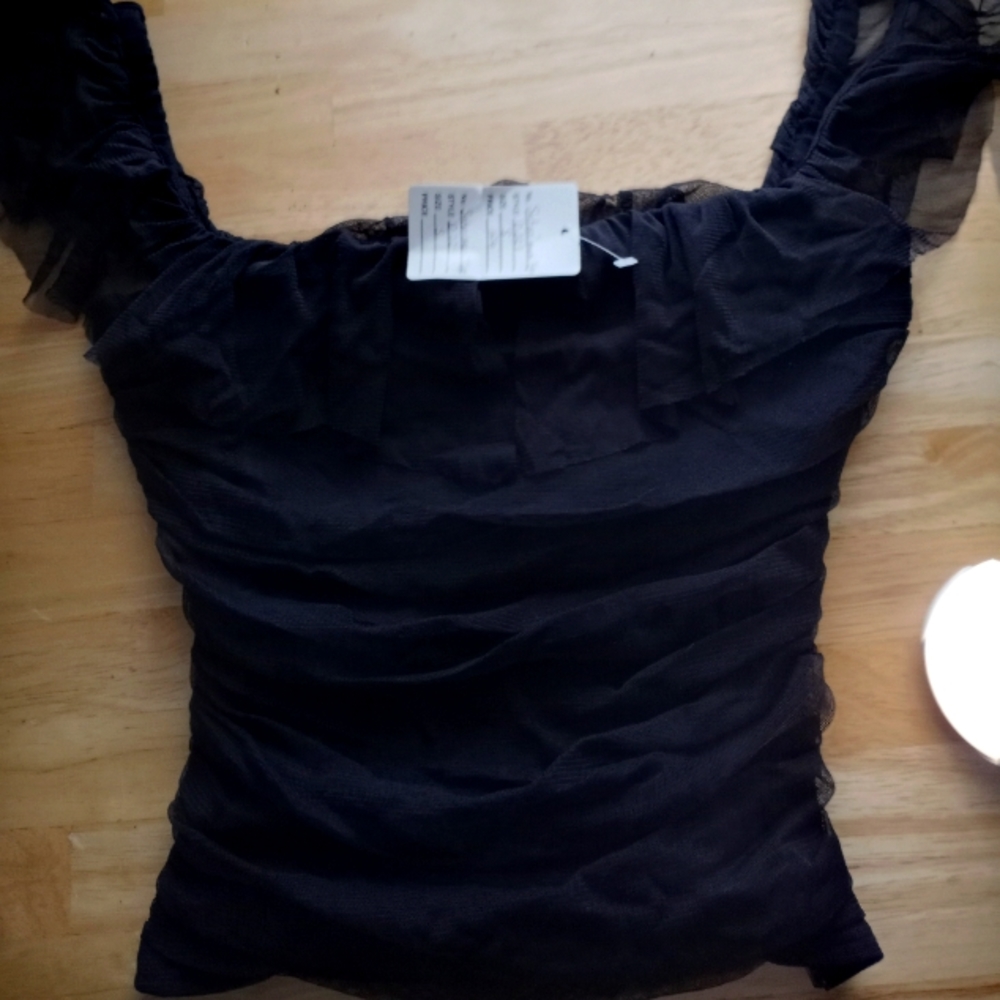 Satori mesh ruched top size s.
